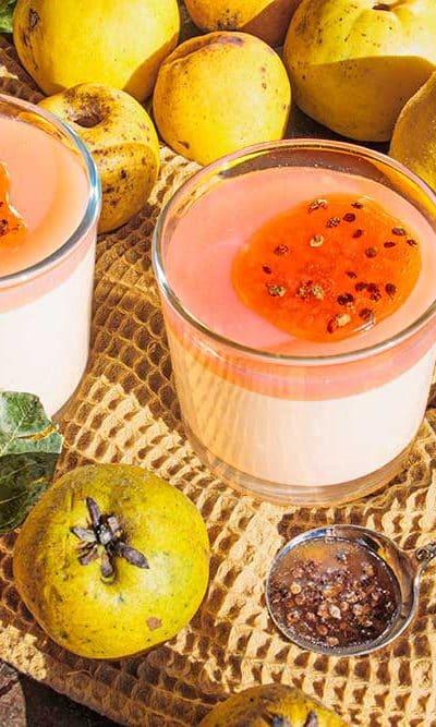 Quittenmousse mit Quittengelee und Springkrautsamen