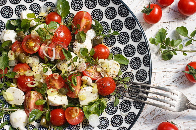Caprese-brunnenkresse-makro
