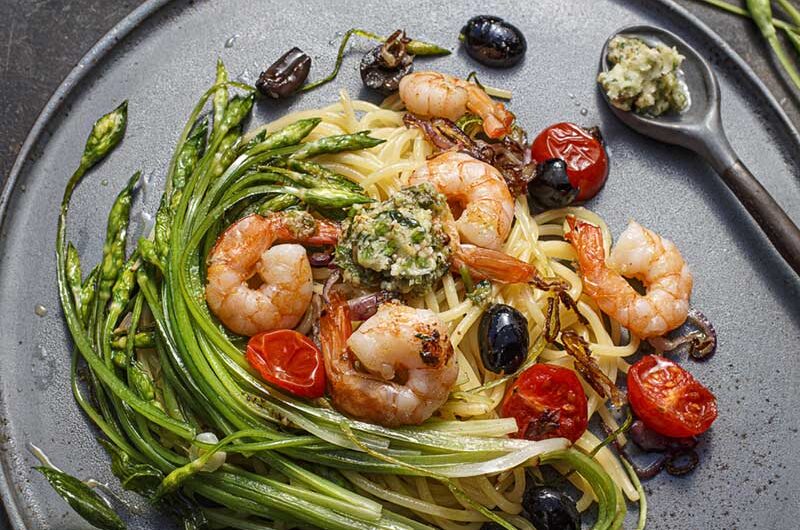 Spaghetti-Baerlauchblutenknospen-Schrimps-3