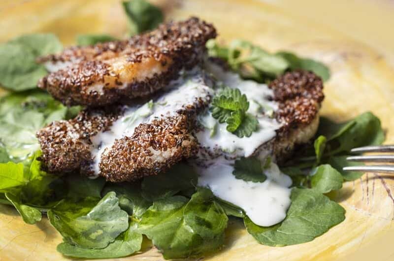 Blumenkohlschnitzel mit Breitwegerichpanade