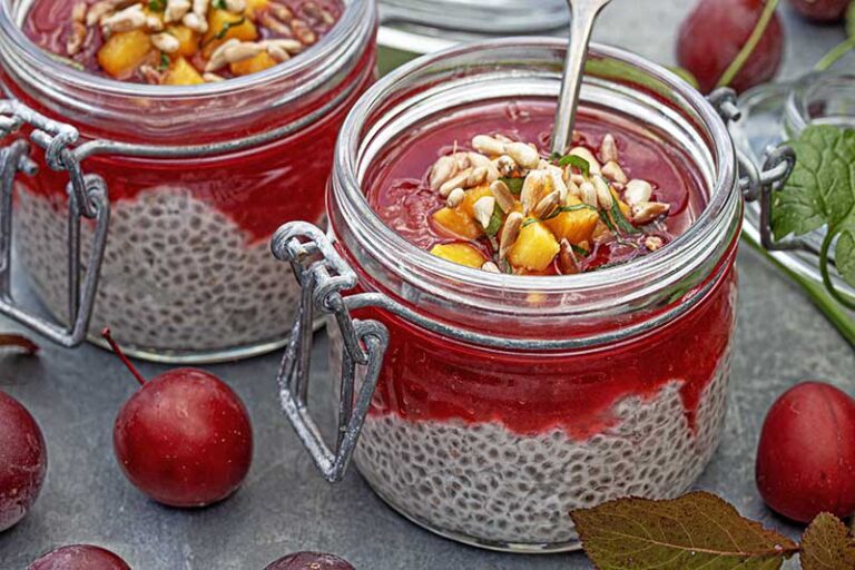 Chiapudding Kirschpflaumenmus makro