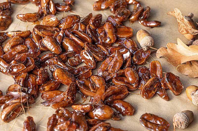 Karamellisierte-Eicheln-Backpapier